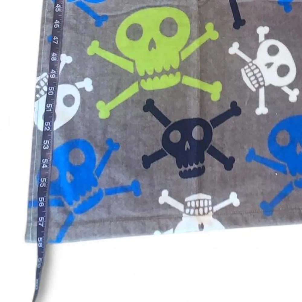 Jumping Beans Gray and Blue Skulls and Crossbones Velour Beach Towel